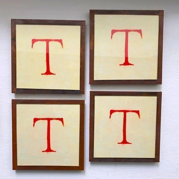 Ben’s Garden Nordstrom T Initial Copper Glass Square Coasters NWT - Picture 1 of 7